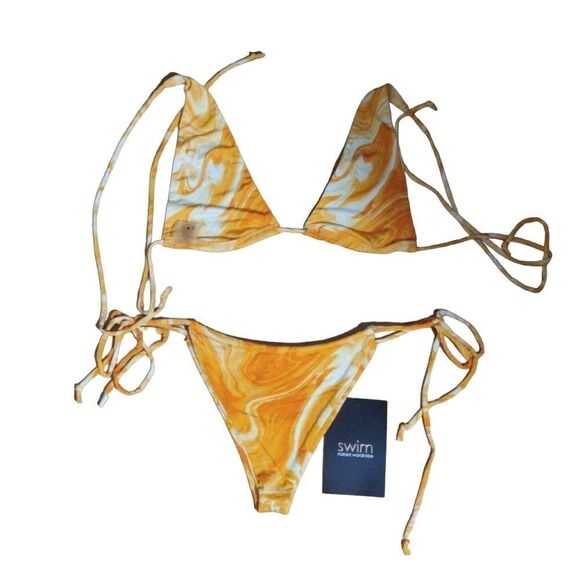 NWT Naked Wardrobe XS Orange Dreamsicle Two Piece Bikini - Picture 1 of 3